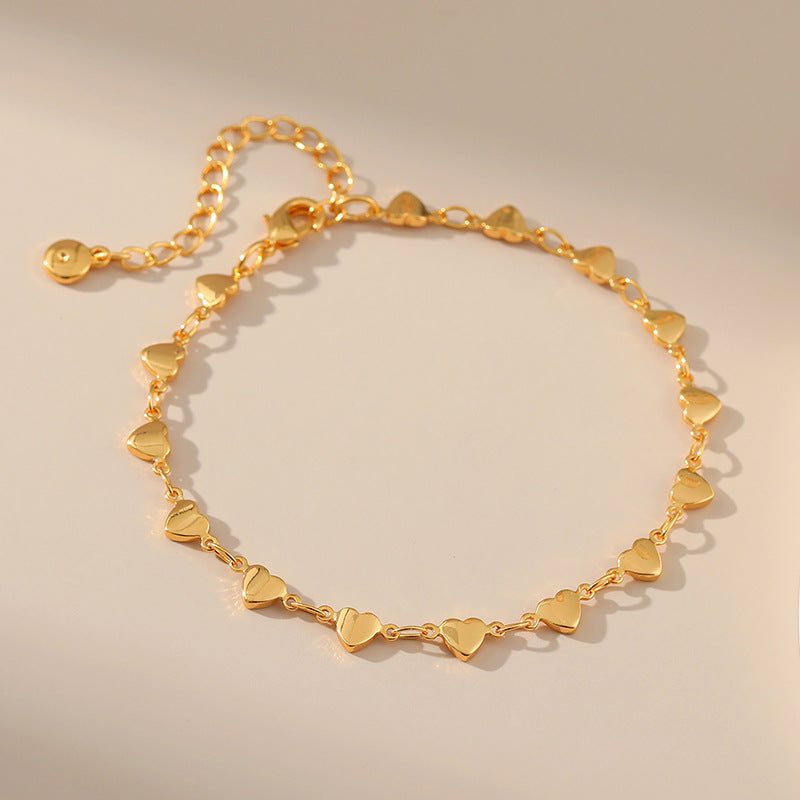 Pulseira Corações Eternos Ouro – Joia Romântica e Delicada para Mulheres Apaixonadas