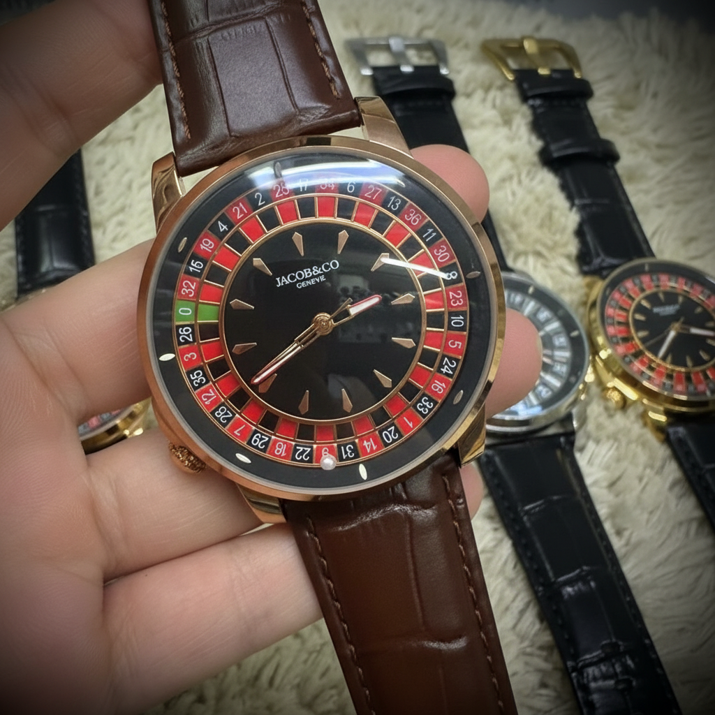 Relógio Casino Masculino – Mostrador Roleta 0–36 + Pulseira de Couro