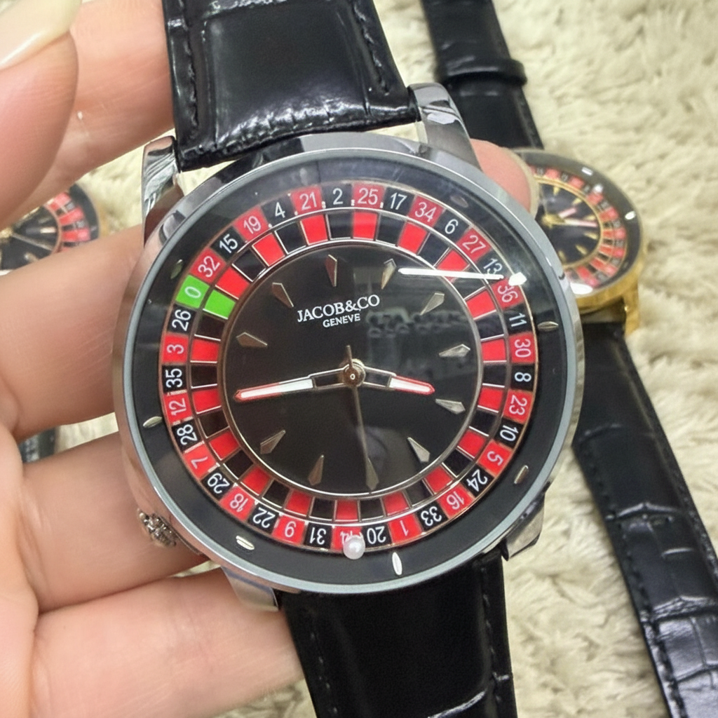 Relógio Casino Masculino – Mostrador Roleta 0–36 + Pulseira de Couro