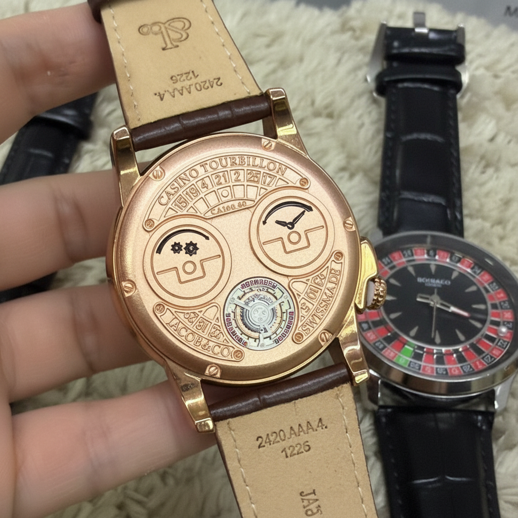 Relógio Casino Masculino – Mostrador Roleta 0–36 + Pulseira de Couro