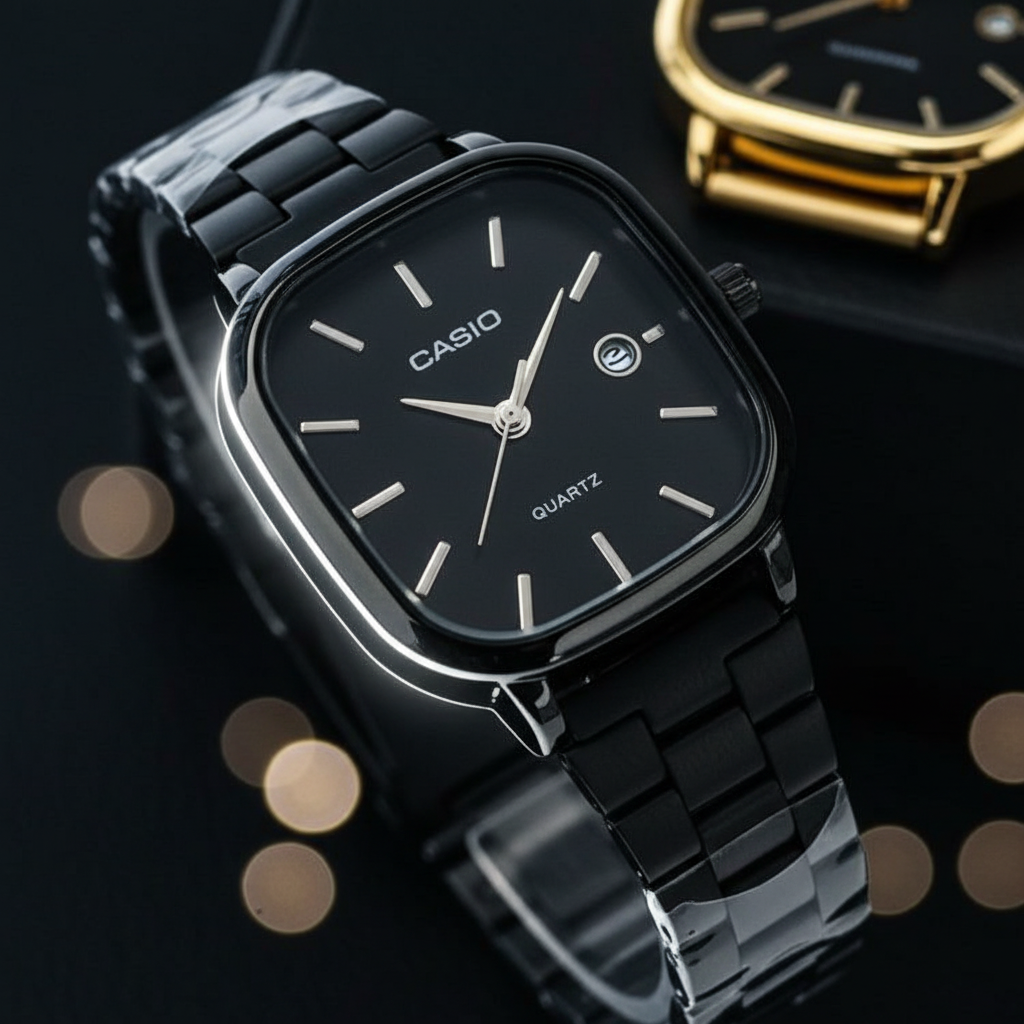 Casio Vintage Feminino - Relógio Analógico Quadrado com LED Iluminado | Aço Inox à Prova d'Água