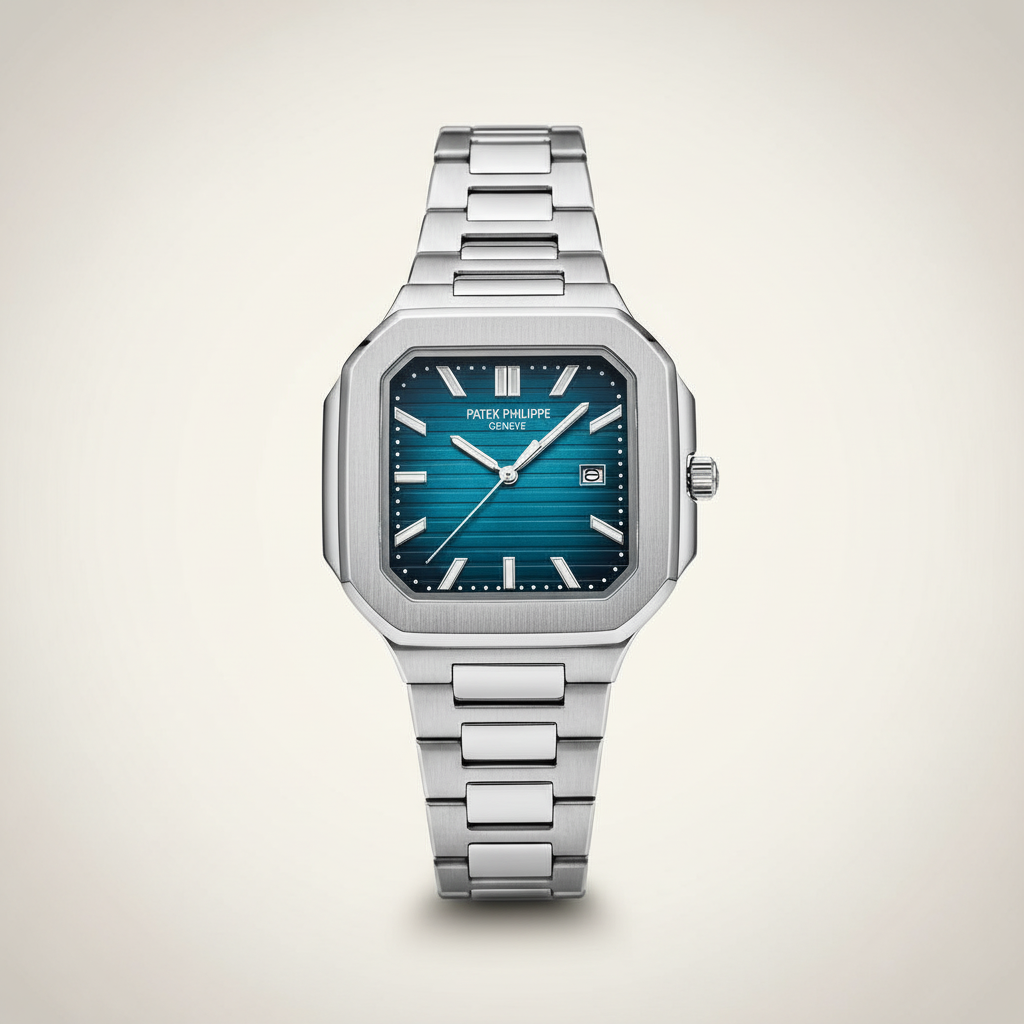Relógio Masculino Luxo Octagonal com Pulseira Integrada + Data