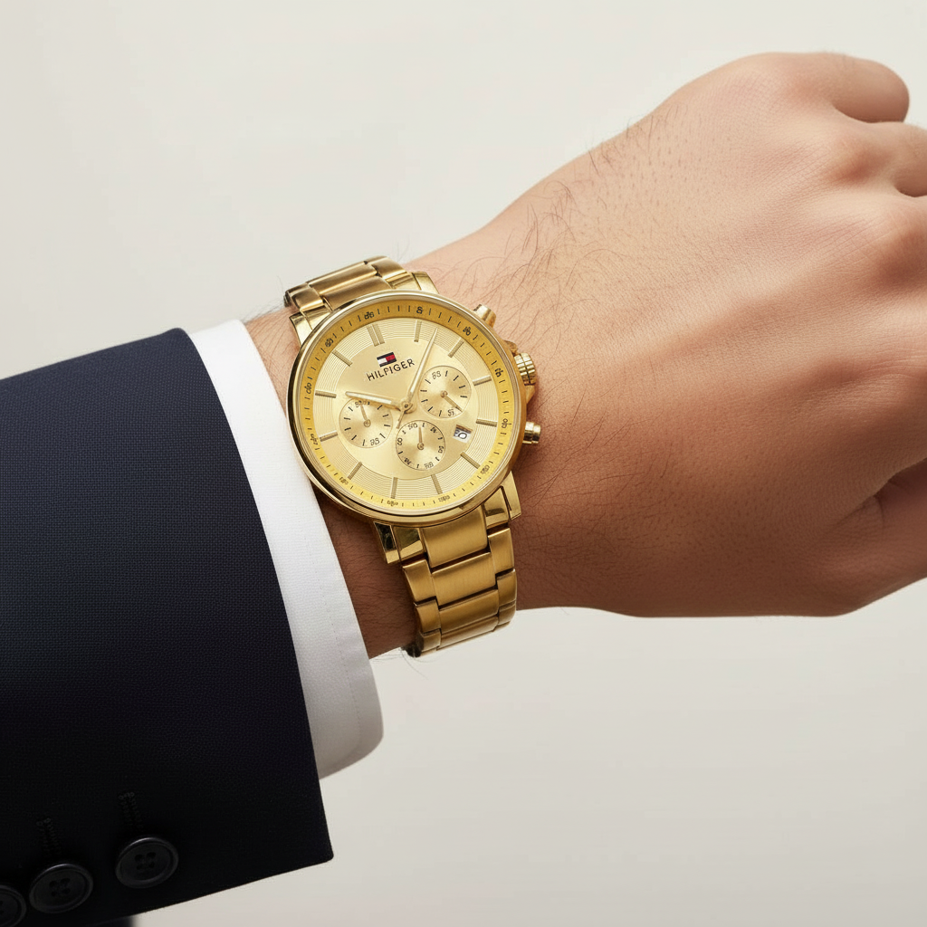 Relógio Masculino Cronógrafo em Aço Inox com Calendário 12 e Visor Texturizado