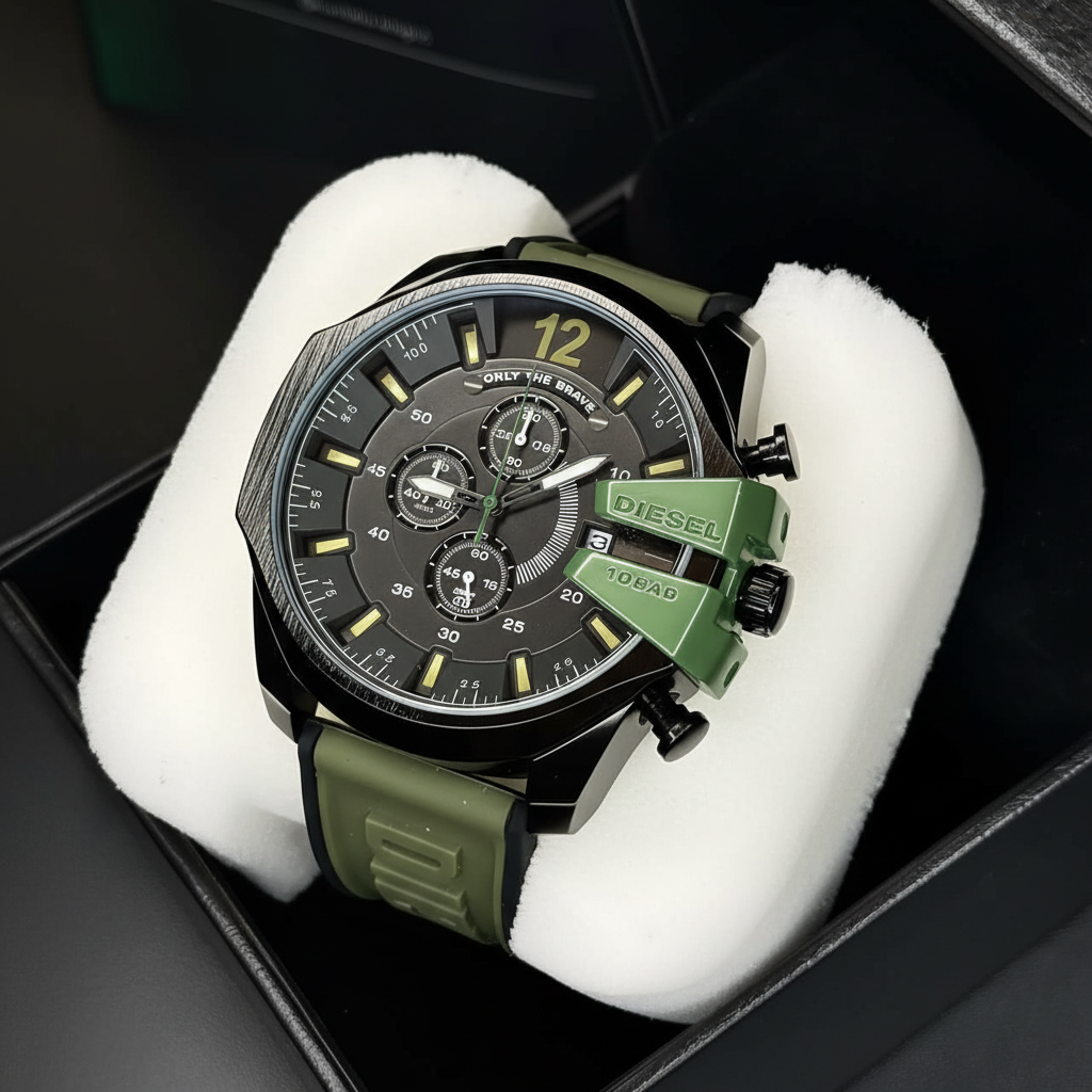CronoBrave 100BAR – Relógio Masculino Cronógrafo Esportivo com Pulseira de Silicone