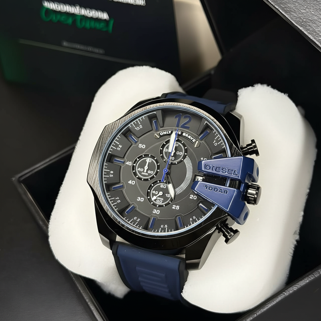 CronoBrave 100BAR – Relógio Masculino Cronógrafo Esportivo com Pulseira de Silicone