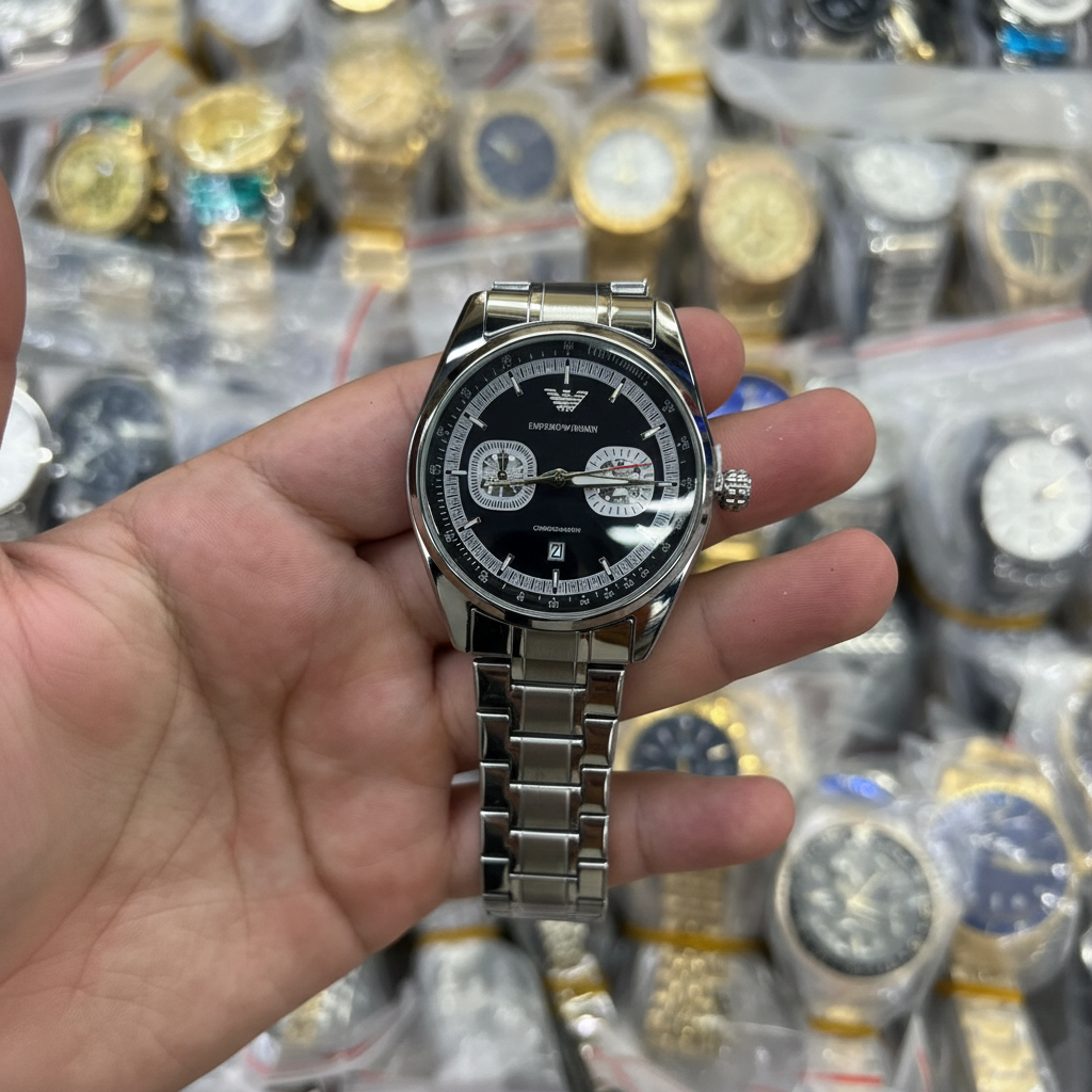 Relógio Masculino Cronógrafo Aço Inox com Calendário – Linha EA