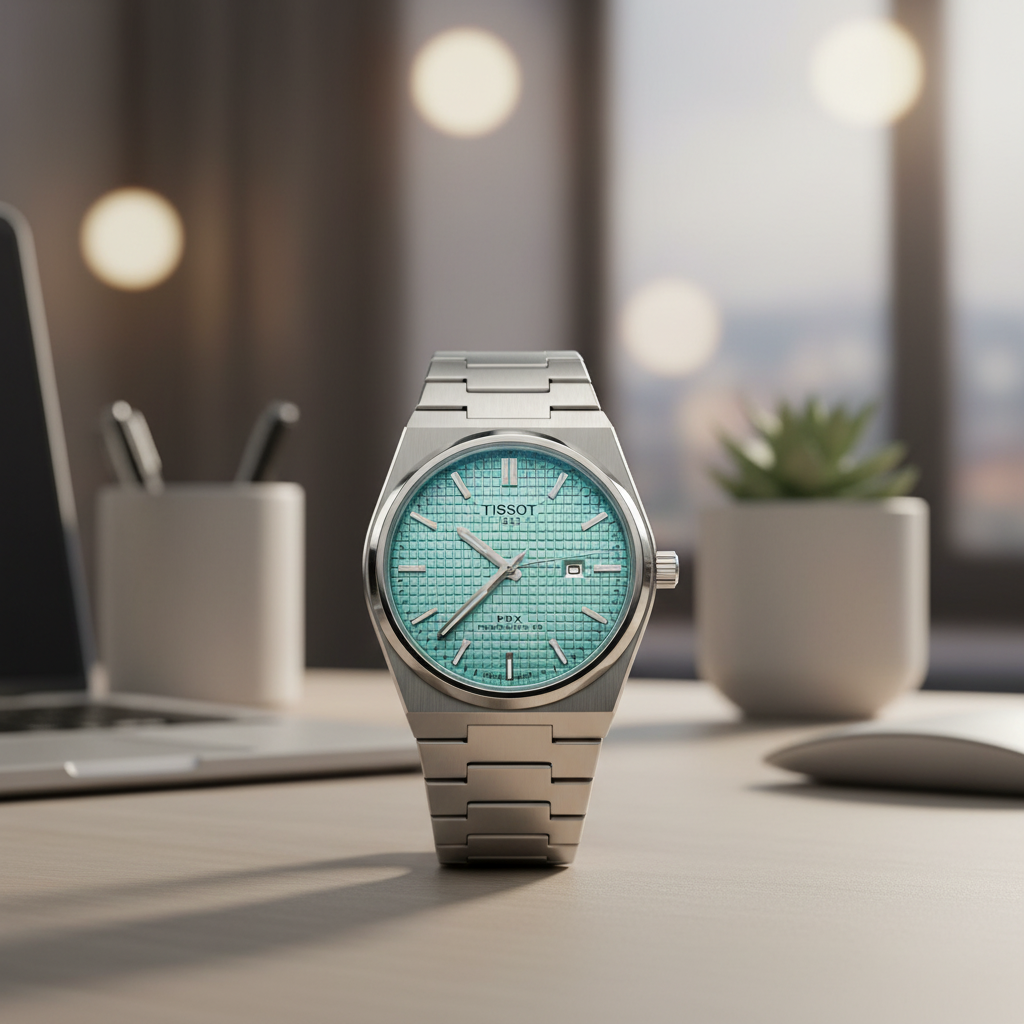 Relógio Masculino Aço Inox Power Reserve (Estilo T-Tank)