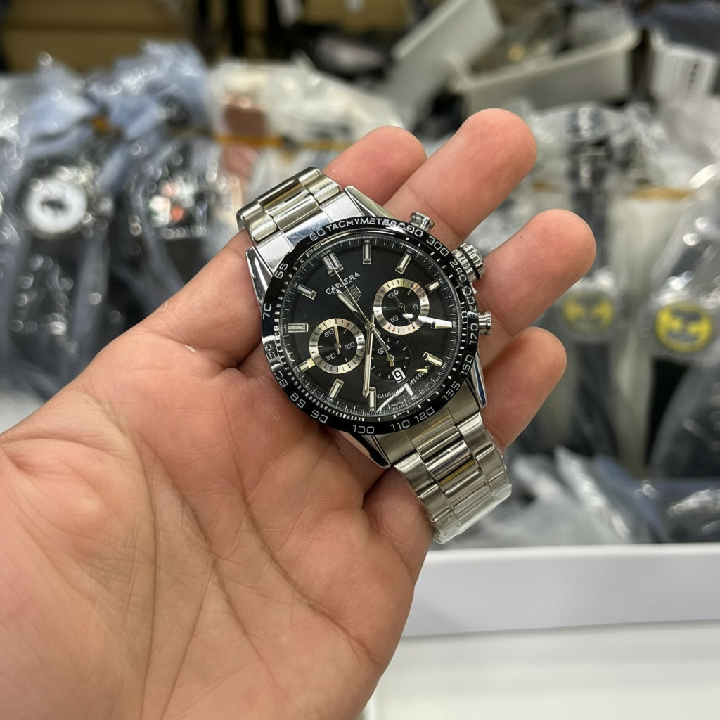 Relógio Cronógrafo Premium – Aço Inoxidável com Taquímetro