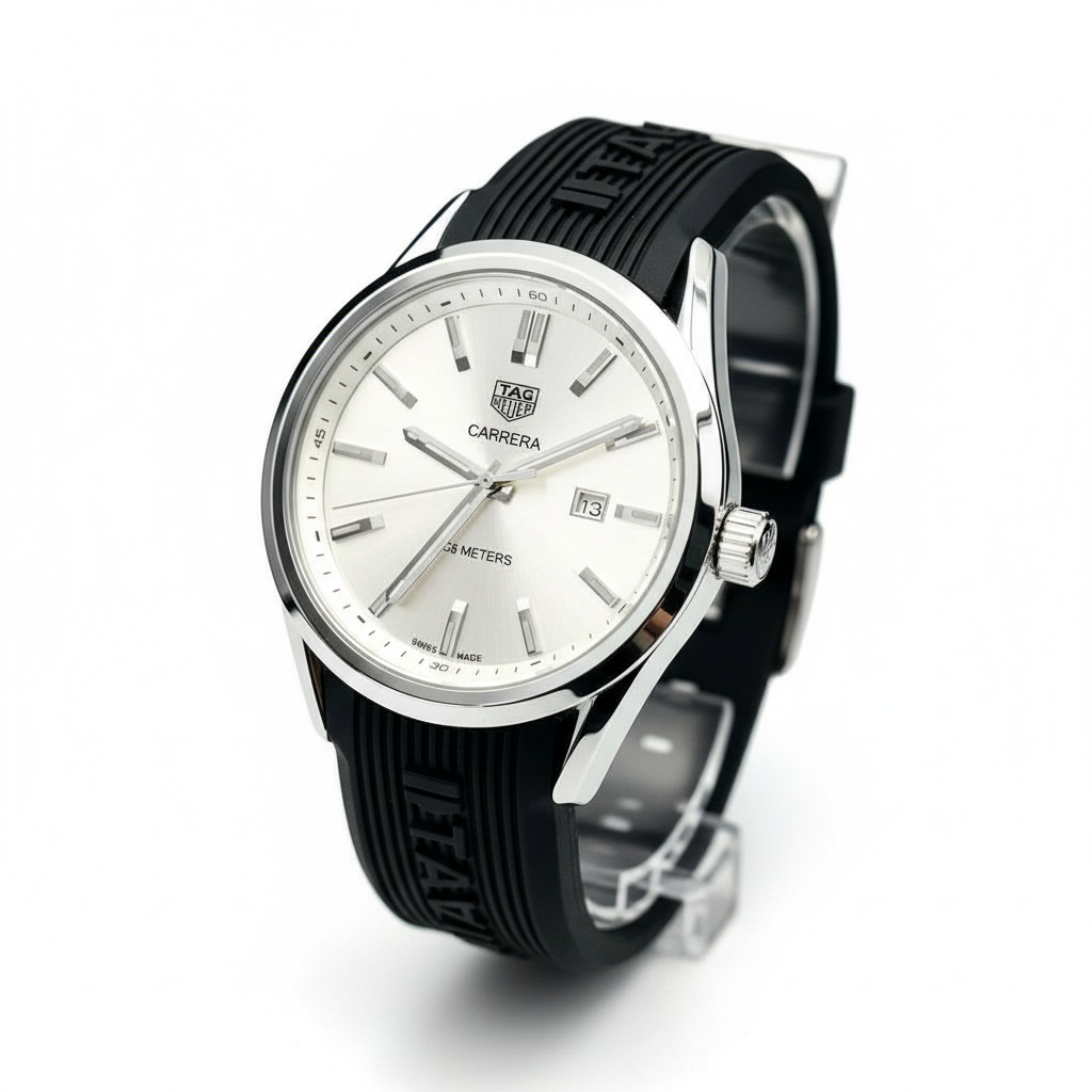 Relógio Esportivo Elegante em Aço com Pulseira de Borracha 100m