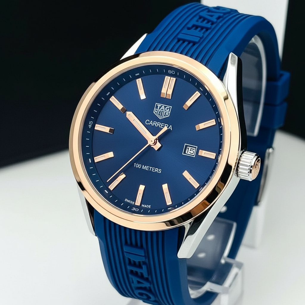 Relógio Esportivo Elegante em Aço com Pulseira de Borracha 100m