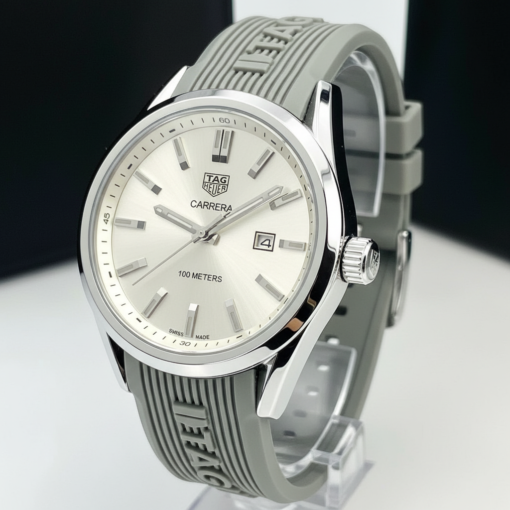 Relógio Esportivo Elegante em Aço com Pulseira de Borracha 100m