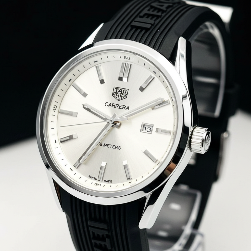 Relógio Esportivo Elegante em Aço com Pulseira de Borracha 100m