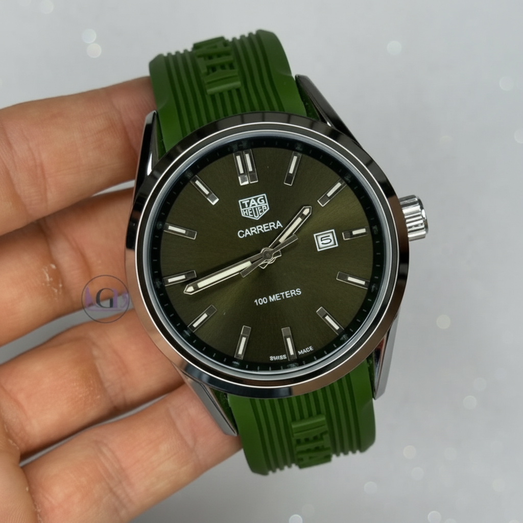 Relógio Esportivo Elegante em Aço com Pulseira de Borracha 100m