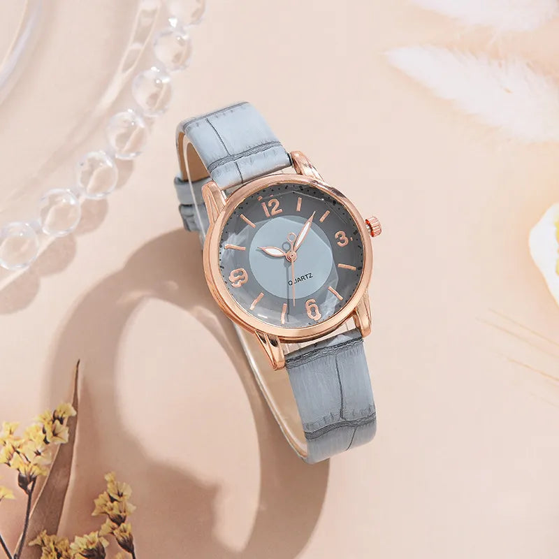 Relógio Feminino Rose Gold com Pulseira Azul Couro - Quartz Premium | Elegância Sofisticada