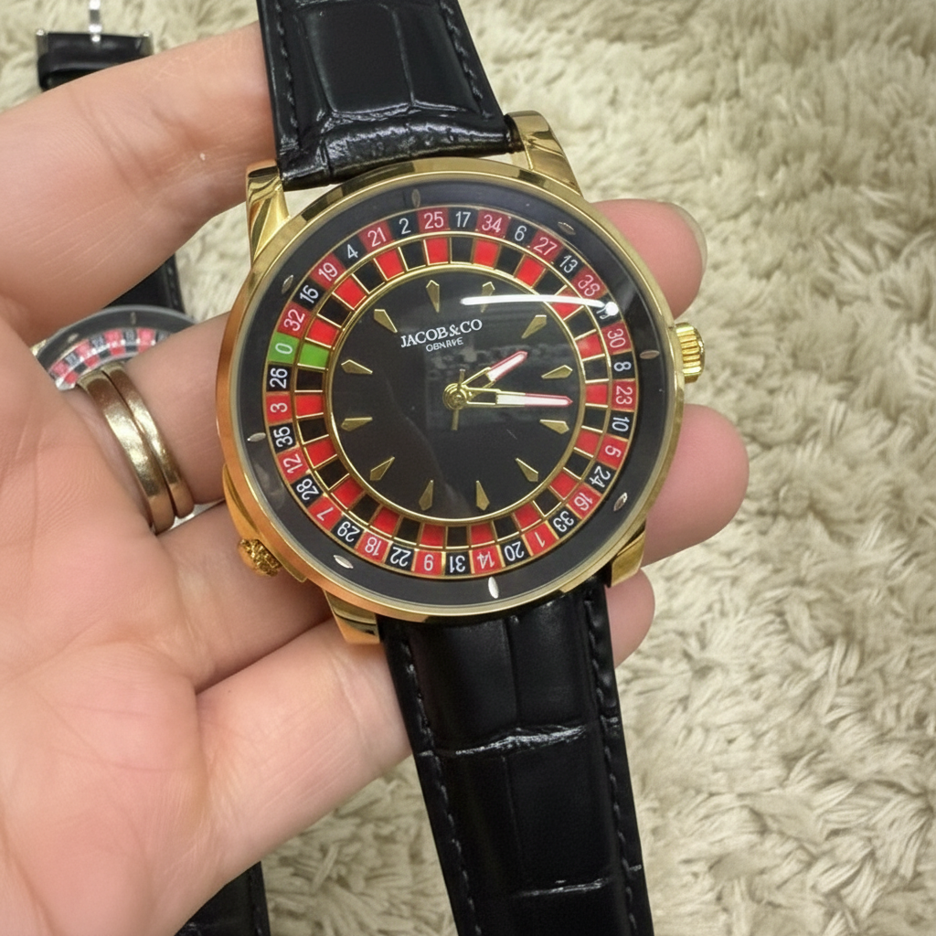 Relógio Casino Masculino – Mostrador Roleta 0–36 + Pulseira de Couro