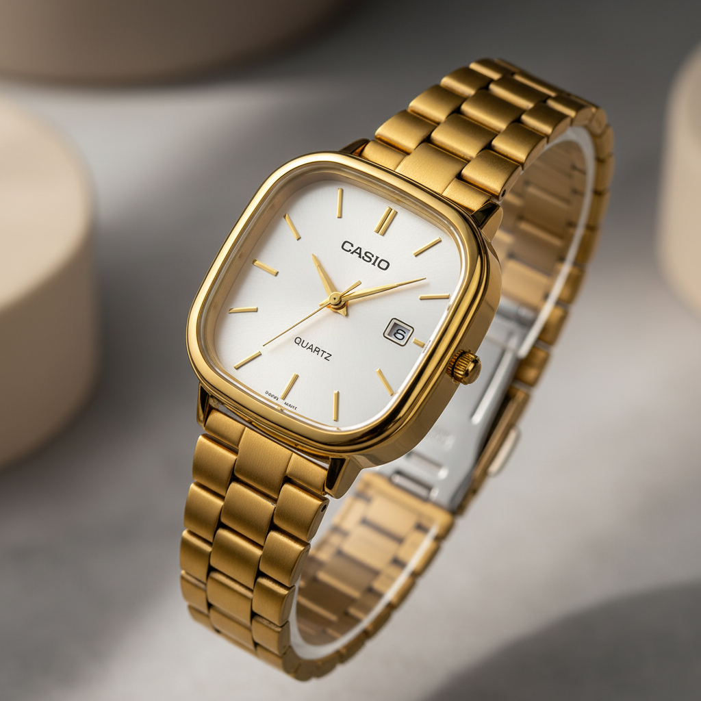 Casio Vintage Feminino - Relógio Analógico Quadrado com LED Iluminado | Aço Inox à Prova d'Água