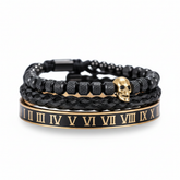 Bracelete caveira banhado a rodio negro
