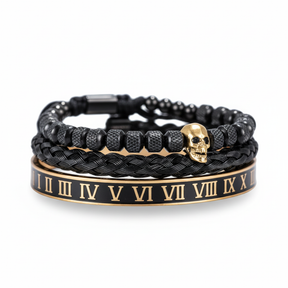 Bracelete caveira banhado a rodio negro