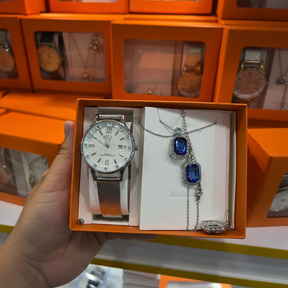 DHP Elegance: Kit Presente Relógio + Conjunto colar e Brinco