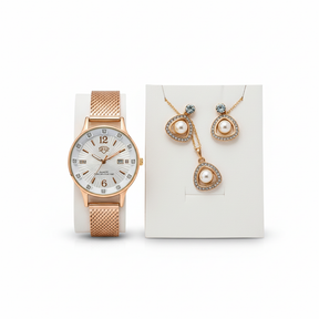 DHP Elegance: Kit Presente Relógio + Conjunto colar e Brinco