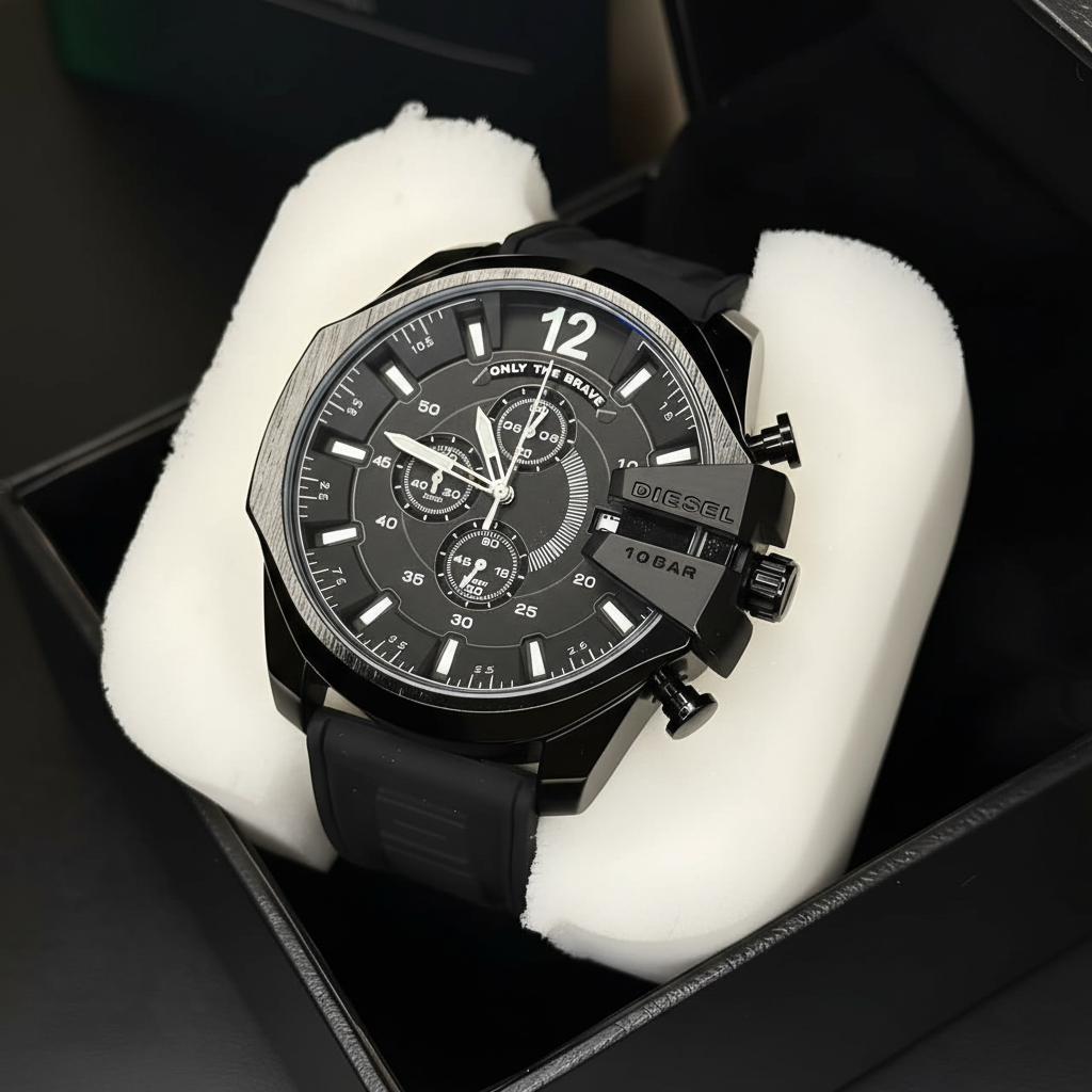 CronoBrave 100BAR – Relógio Masculino Cronógrafo Esportivo com Pulseira de Silicone