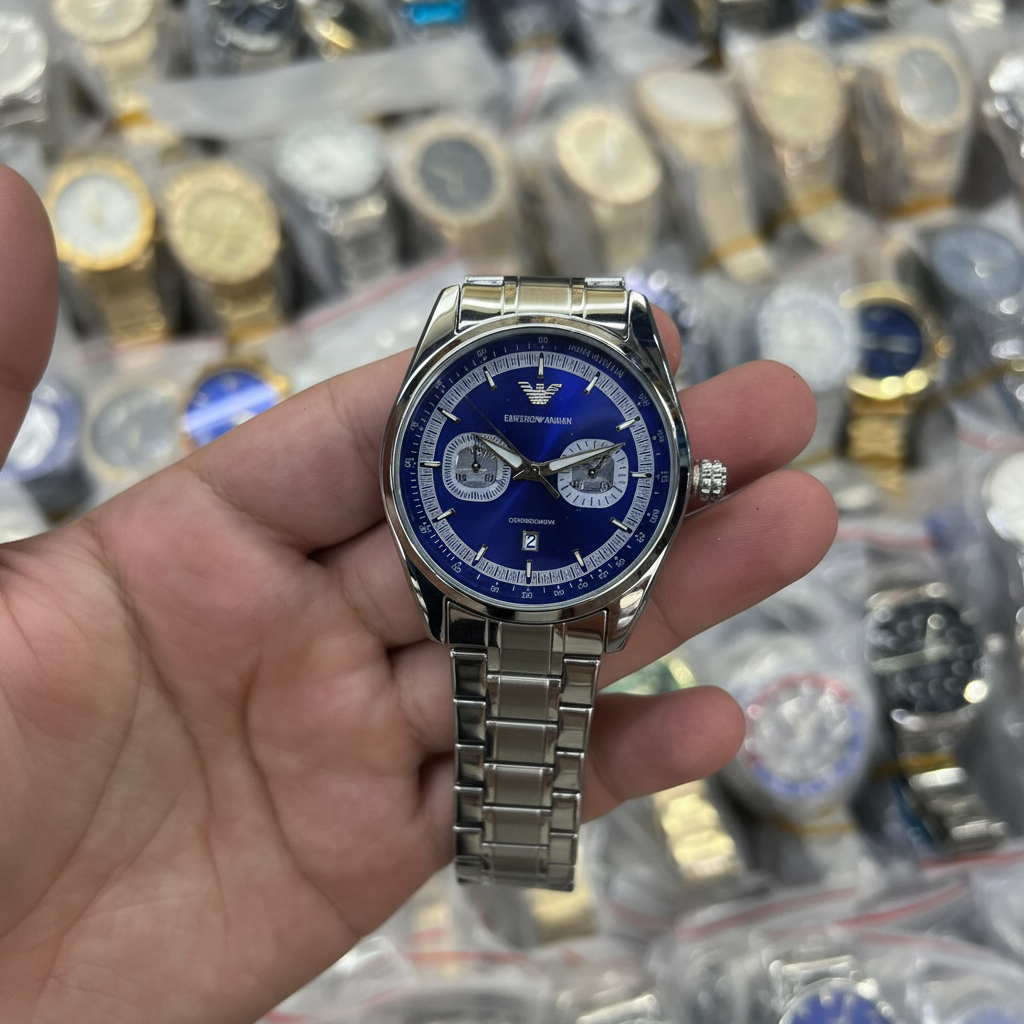 Relógio Masculino Cronógrafo Aço Inox com Calendário – Linha EA