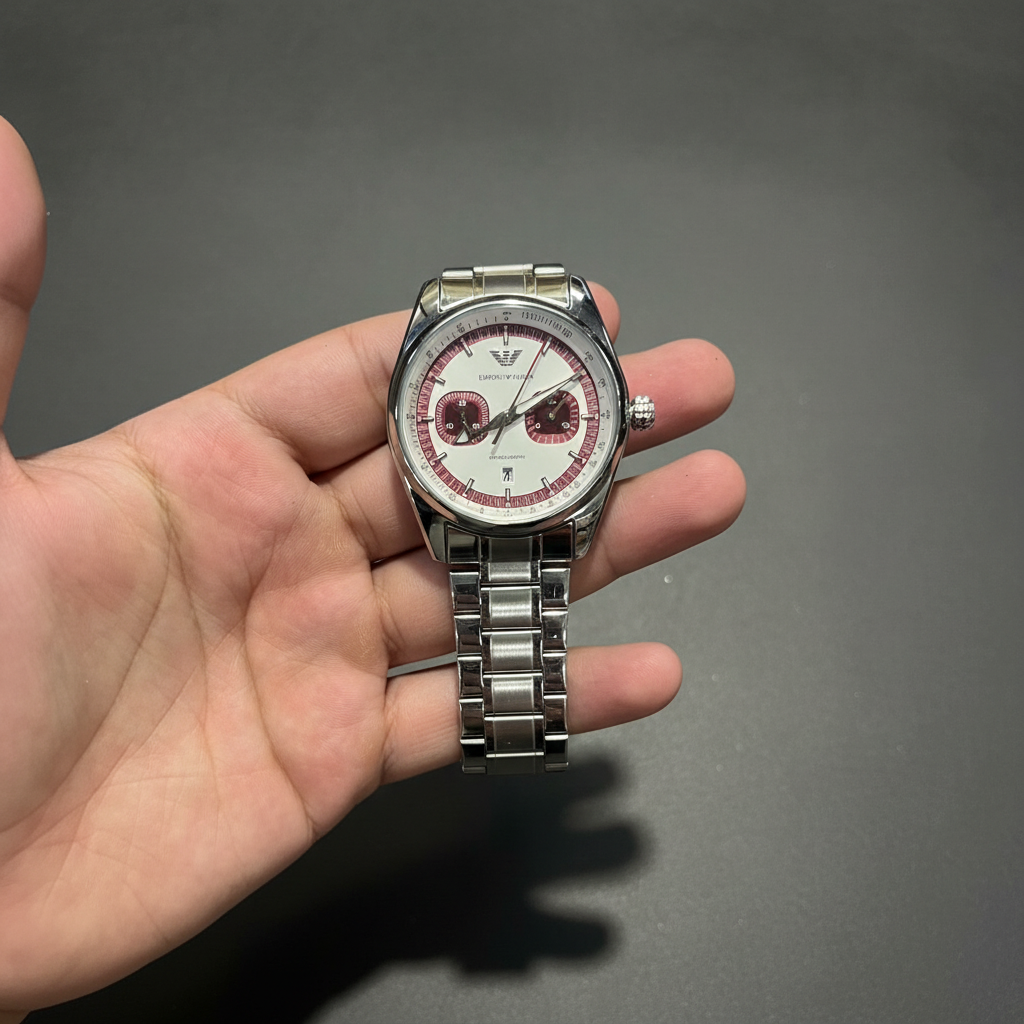 Relógio Masculino Cronógrafo Aço Inox com Calendário – Linha EA