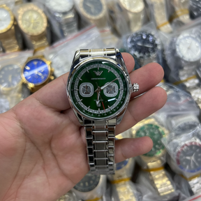 Relógio Masculino Cronógrafo Aço Inox com Calendário – Linha EA