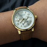 CronoLux 3D – Relógio Masculino Cronógrafo com Data (Pulseira em Couro)