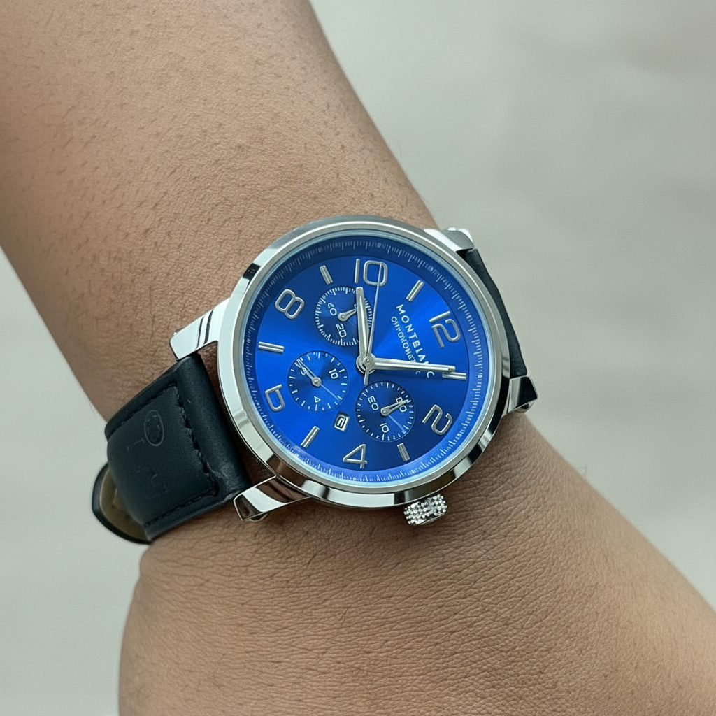 CronoLux 3D – Relógio Masculino Cronógrafo com Data (Pulseira em Couro)