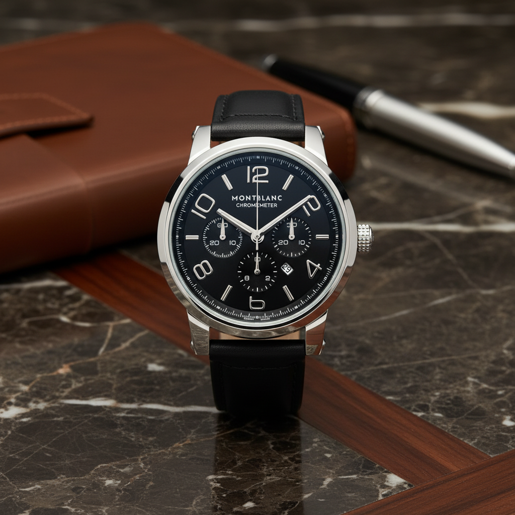 CronoLux 3D – Relógio Masculino Cronógrafo com Data (Pulseira em Couro)