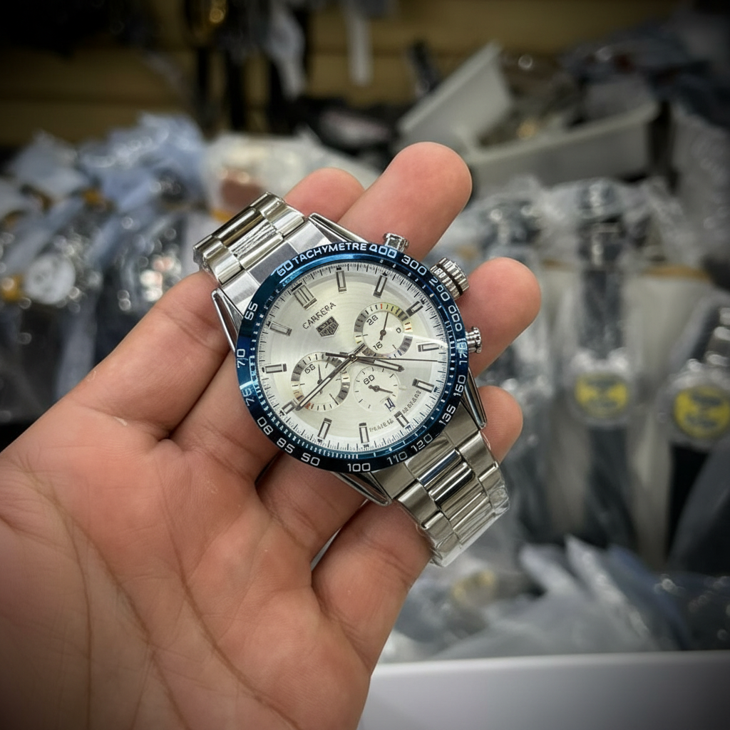 Relógio Cronógrafo Premium – Aço Inoxidável com Taquímetro