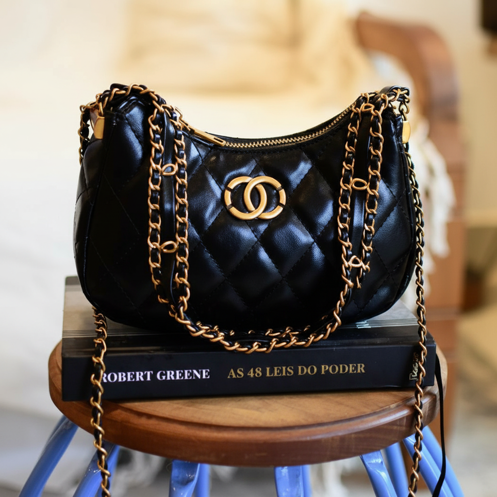 Bolsa CC Luxo – Estilo Chanel Quilted com Corrente