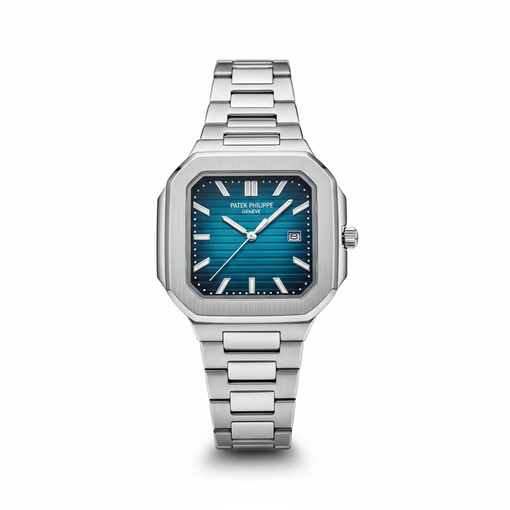 Relógio Masculino Luxo Octagonal com Pulseira Integrada + Data