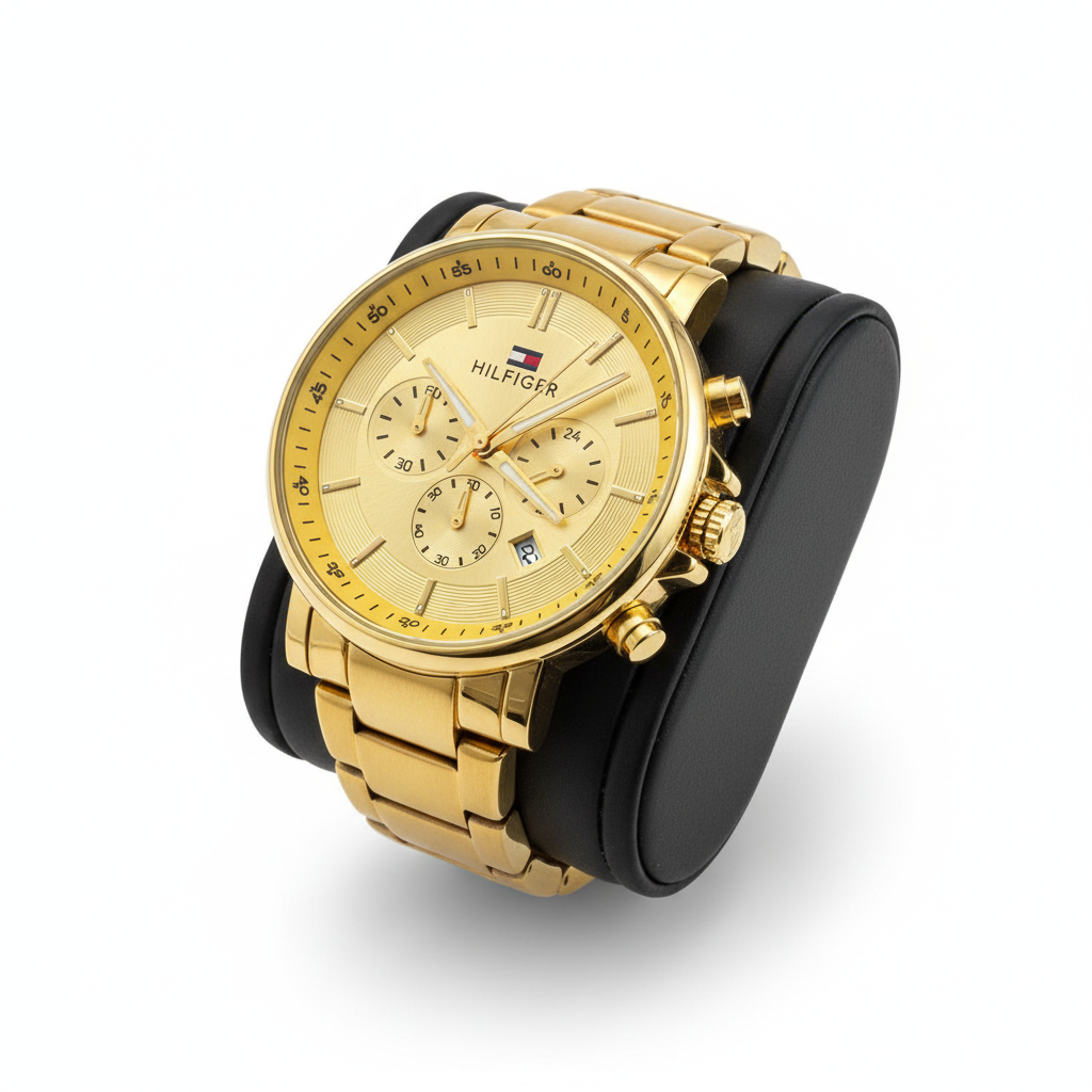 Relógio Masculino Cronógrafo em Aço Inox com Calendário 12 e Visor Texturizado