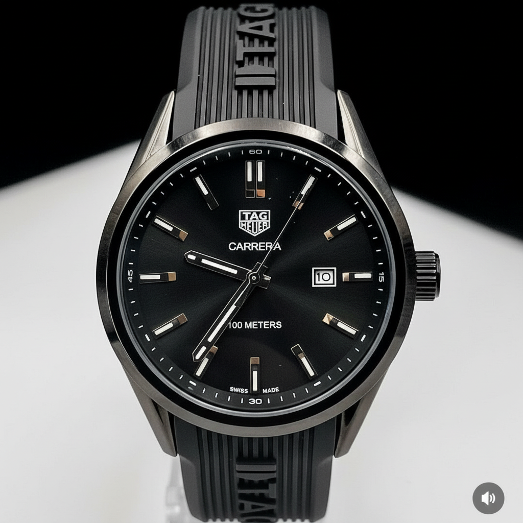 Relógio Esportivo Elegante em Aço com Pulseira de Borracha 100m