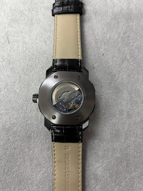 Bvlgari Fundo de Vidro Esqueletizado - Relógio Luxo com Pulseira de Couro| Resistente a Água