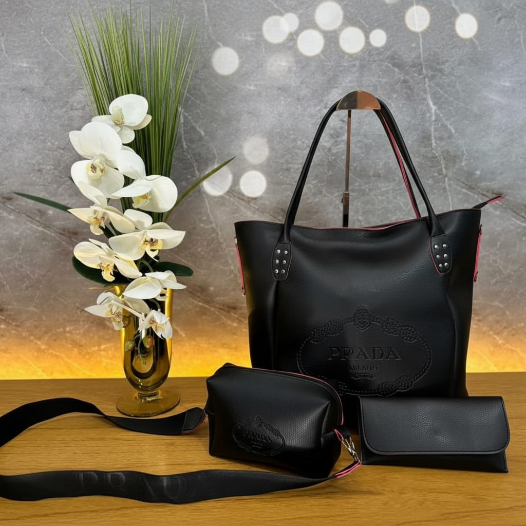 Kit de Bolsas Femininas Premium - Coleção Noir Elegance 3 em 1