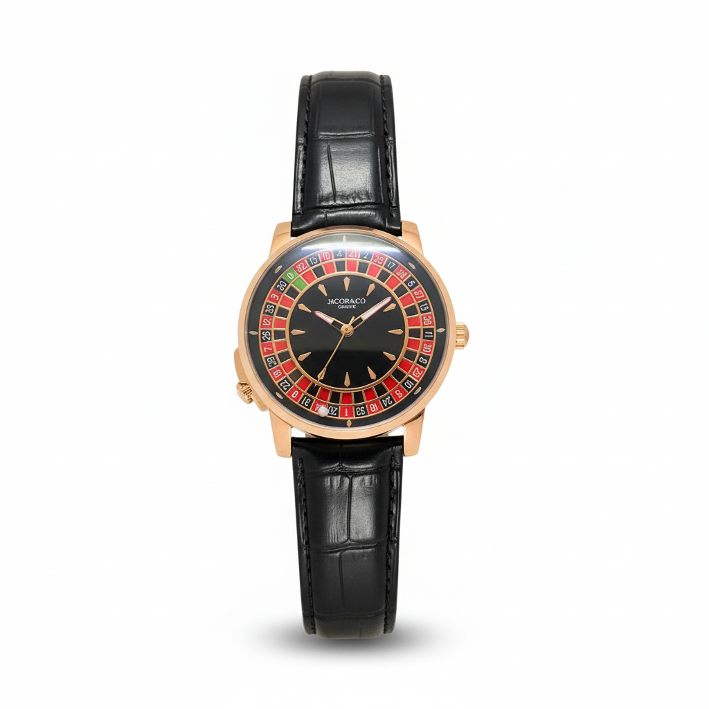 Relógio Casino Masculino – Mostrador Roleta 0–36 + Pulseira de Couro